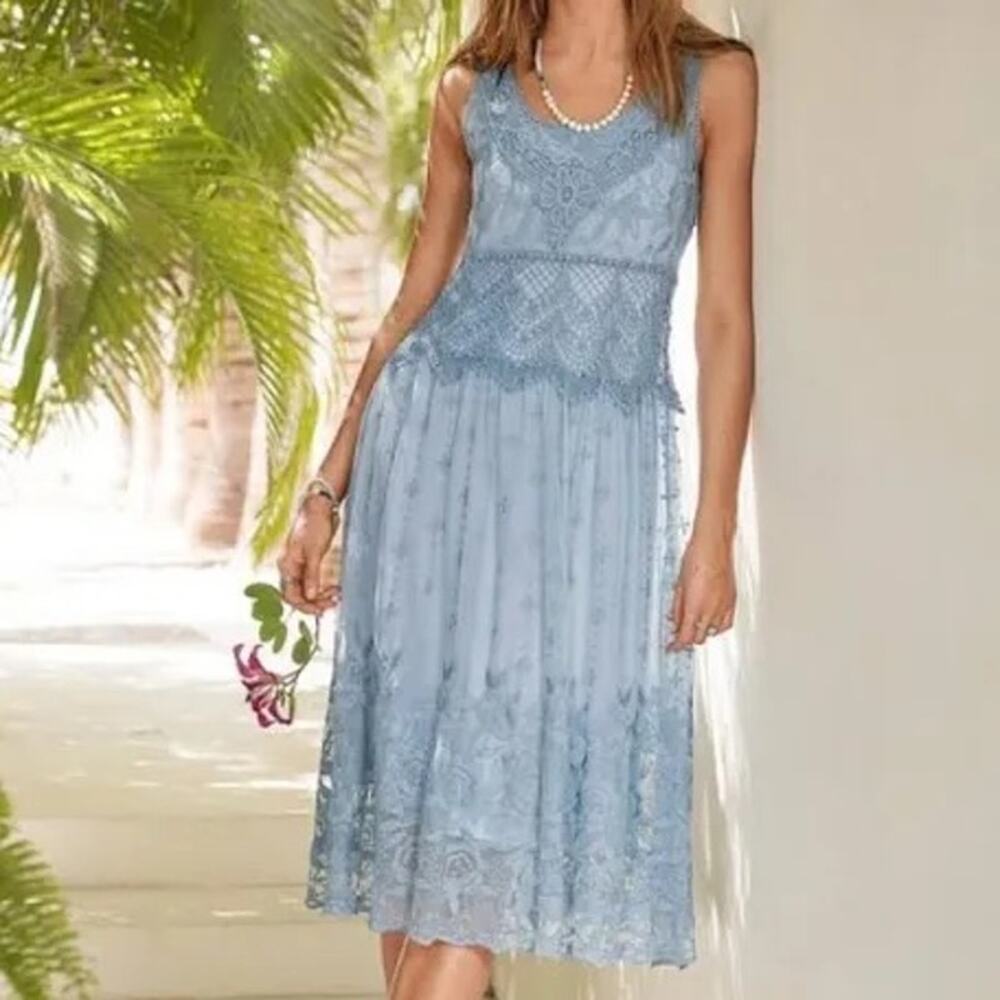 Sundance Blue Lace Midi Dress